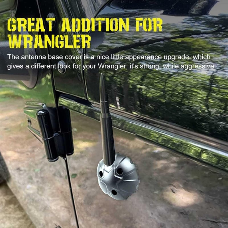 Samman Aluminum Antenna Base Cover for Jeep Wrangler JK JKU JL JLU Gladiator JT (Black) - Image 5