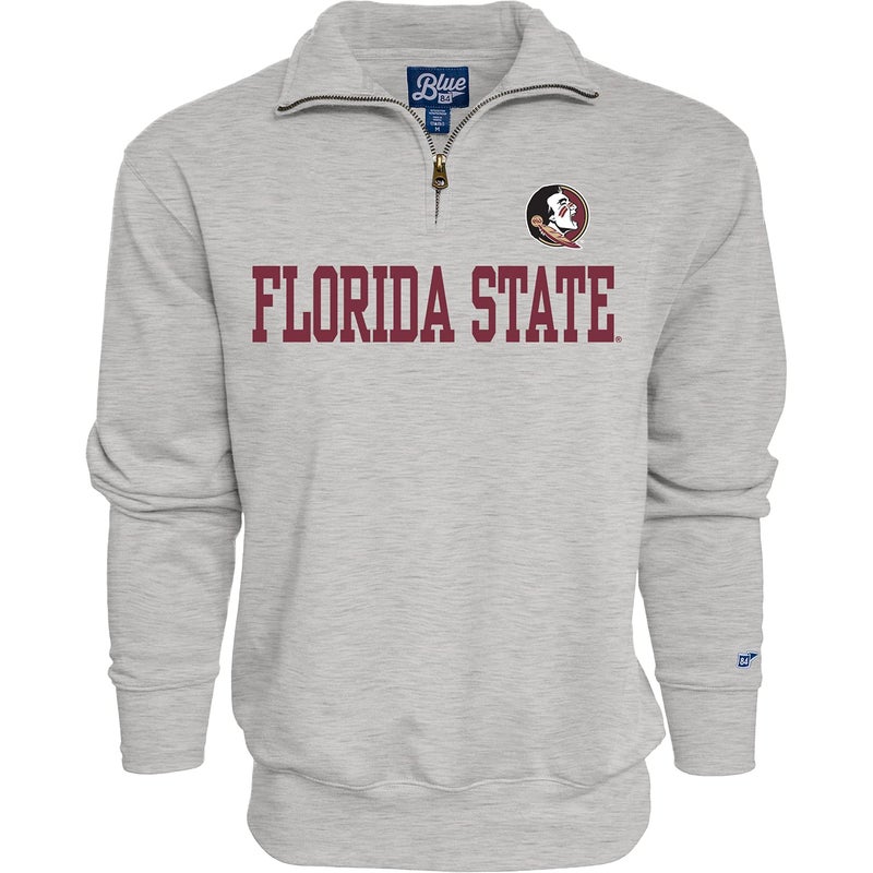 Blue 84 Mens Florida State Seminoles Quarter Zip Sweatshirt Grey Grey Medium