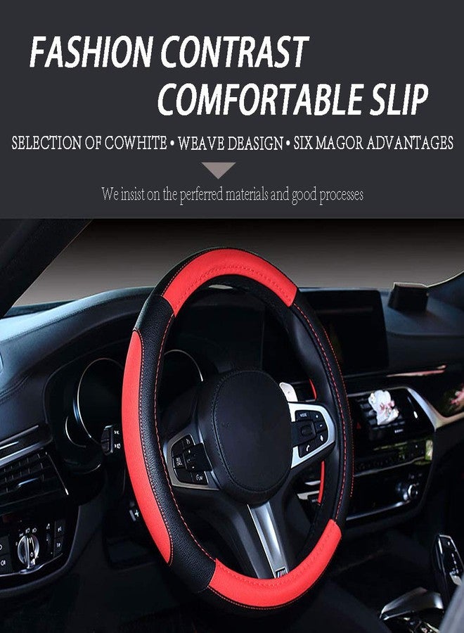 coofig Car Steering Wheel Cover with Durable PU Leather, Universal 15 inch Fit for Car Truck SUV, Breathable Anti Slip Auto Steering Wheel Covers for Men and Women - Image 4