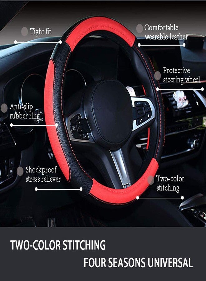 coofig Car Steering Wheel Cover with Durable PU Leather, Universal 15 inch Fit for Car Truck SUV, Breathable Anti Slip Auto Steering Wheel Covers for Men and Women - Image 5
