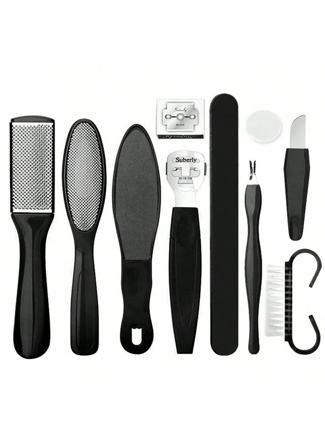 طقم من 9 قطع، العناية بالقدم الاحترافية، مزيل الجلد الميت، أدوات العناية بالقدم، طقم العناية بالقدمين المهني، مبرد إزالة الكالو، مناسب للرجال والنساء أثناء السفر - Image 1