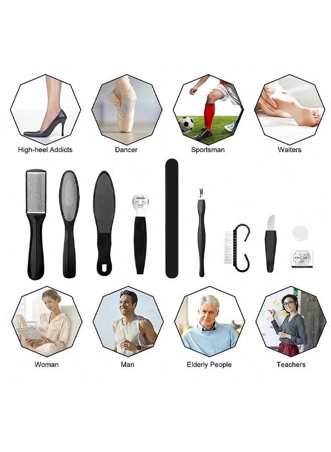 طقم من 9 قطع، العناية بالقدم الاحترافية، مزيل الجلد الميت، أدوات العناية بالقدم، طقم العناية بالقدمين المهني، مبرد إزالة الكالو، مناسب للرجال والنساء أثناء السفر - Image 2