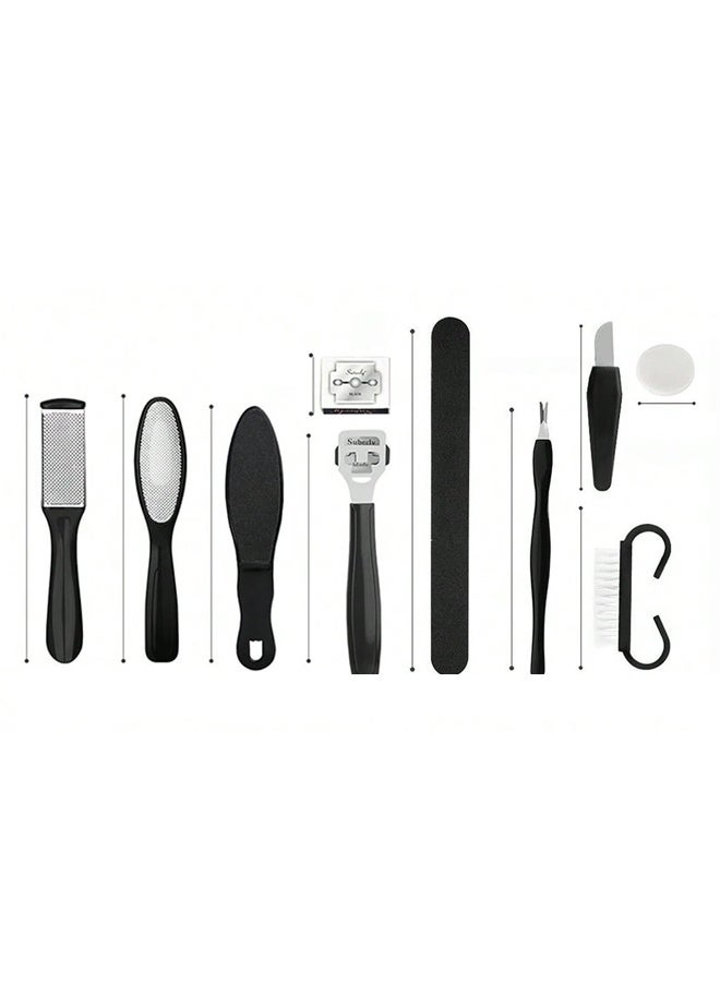 طقم من 9 قطع، العناية بالقدم الاحترافية، مزيل الجلد الميت، أدوات العناية بالقدم، طقم العناية بالقدمين المهني، مبرد إزالة الكالو، مناسب للرجال والنساء أثناء السفر - Image 3