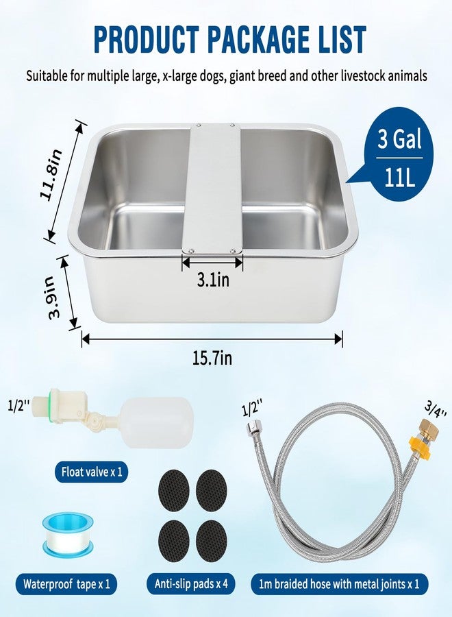 BWOGUE 3 Gal Automatic Dog Water Dispenser for Large Dogs Stainless Steel Outdoor Water Bowl Large Breed Self Filling Dog Waterer Feeder for Dogs Cat Chicken Livestock - Image 2