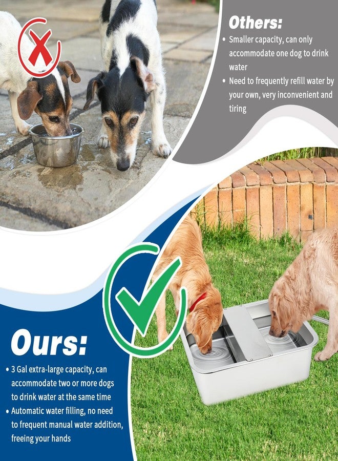 BWOGUE 3 Gal Automatic Dog Water Dispenser for Large Dogs Stainless Steel Outdoor Water Bowl Large Breed Self Filling Dog Waterer Feeder for Dogs Cat Chicken Livestock - Image 5
