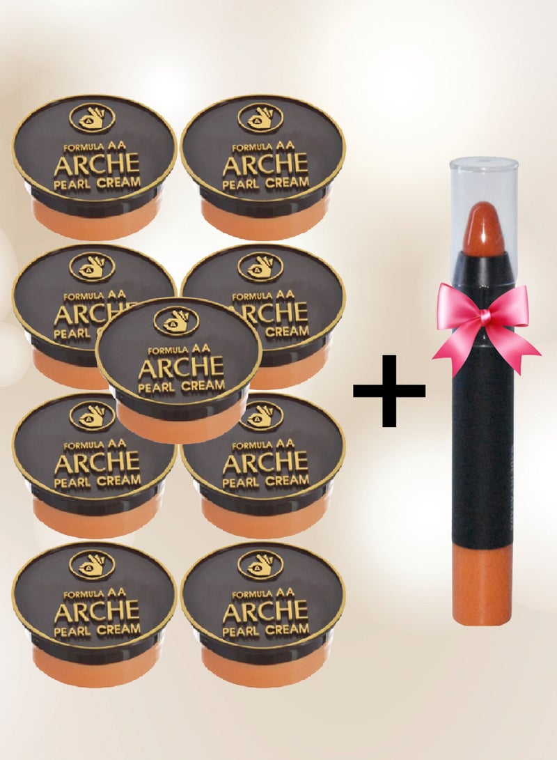 Arche 9 Pieces Skin Lightening Cream 5 Grams 3 In 1 With Multiple Properties Including Covering Black Spots On The Face Sun Protection Softening The Skin Cream Before Makeup And 1 Piece Lipstick - Image 1