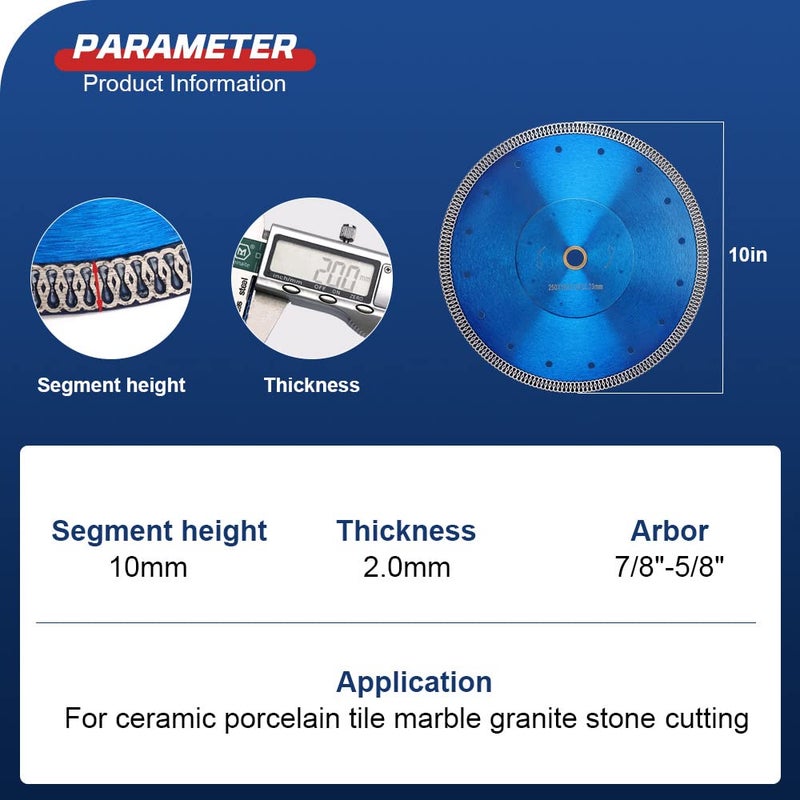 DAPRO 10" Diamond Porcelain Tile Saw Blade Cutting for Granite Marble Ceramic Tiles - Image 5