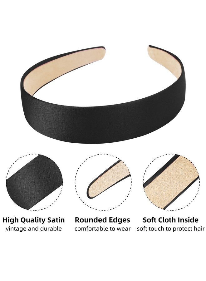 WOVOWOVO 12 Pack Black Satin Headbands For Women, 1.3 Inch Wide Girls Hairband Headband Non-Slip Head Band Cute Fashion Colorful Halloween Diy Ribbon Headbands Accessories - Image 3