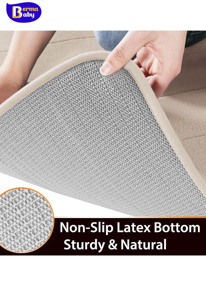 3 Pieces Memory Foam Bath Mat Sets, 31.5 x 19.8 + 17x24 and U-Shaped for Bathroom Rugs, Toilet Mats, Non-Slip, Soft Comfortable, Water Absorption, Machine Washable, Beige