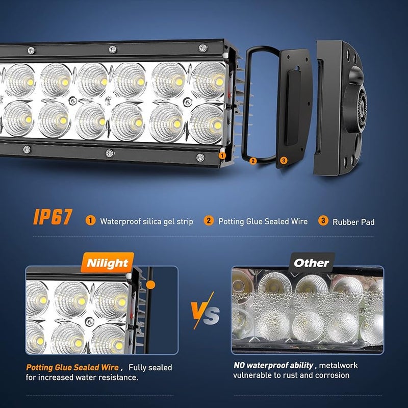 Nilight - 70004C-A LED Light Bar 32 Inch 180W Spot Flood Combo LED Driving Lamp Off Road Lights LED Work Light Boat Jeep Lamp,2 Years Warranty - Image 4