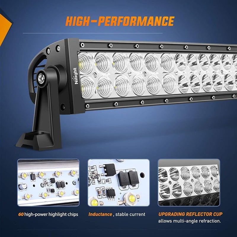 Nilight - 70004C-A LED Light Bar 32 Inch 180W Spot Flood Combo LED Driving Lamp Off Road Lights LED Work Light Boat Jeep Lamp,2 Years Warranty - Image 3