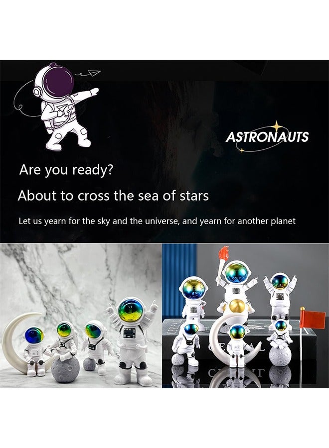 Creative Astronaut Decoration 4-Pack Astronaut Statue Astronaut Statue Model For Astronaut Model Living Room TV Cabinet Hanging Decoration Children's Room Decoration Space Theme Birthday Gift - White - Image 3