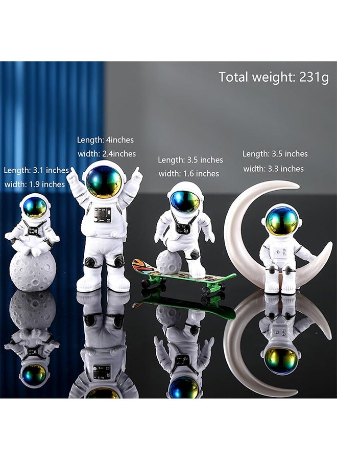 Creative Astronaut Decoration 4-Pack Astronaut Statue Astronaut Statue Model For Astronaut Model Living Room TV Cabinet Hanging Decoration Children's Room Decoration Space Theme Birthday Gift - White - Image 5