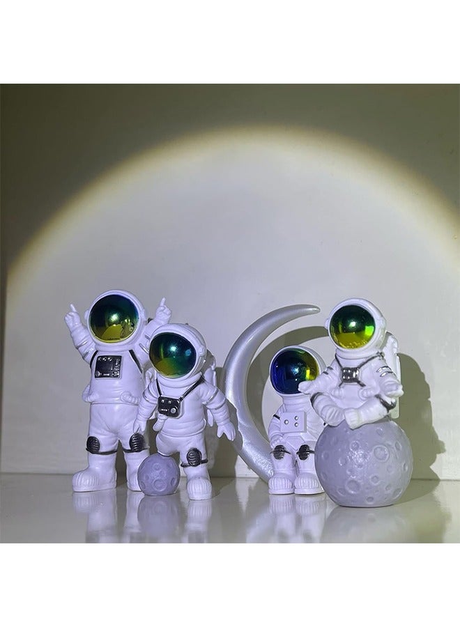 Creative Astronaut Decoration 4-Pack Astronaut Statue Astronaut Statue Model For Astronaut Model Living Room TV Cabinet Hanging Decoration Children's Room Decoration Space Theme Birthday Gift - White - Image 4
