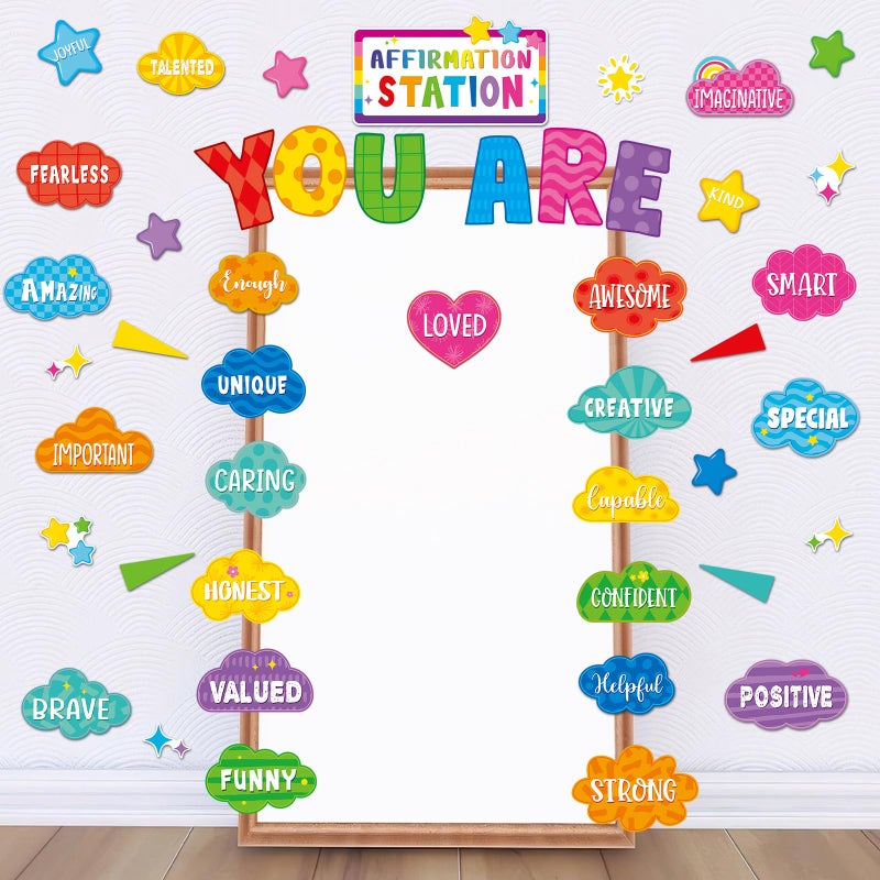 Weekgrat 45pcs Bright Affirmation Station Bulletin Board Set Motivational Posters Classroom Mirror Growth Mindset Decor Positive Affirmations Accents Cutouts for School Office Home Teacher Wall Supply - Image 5