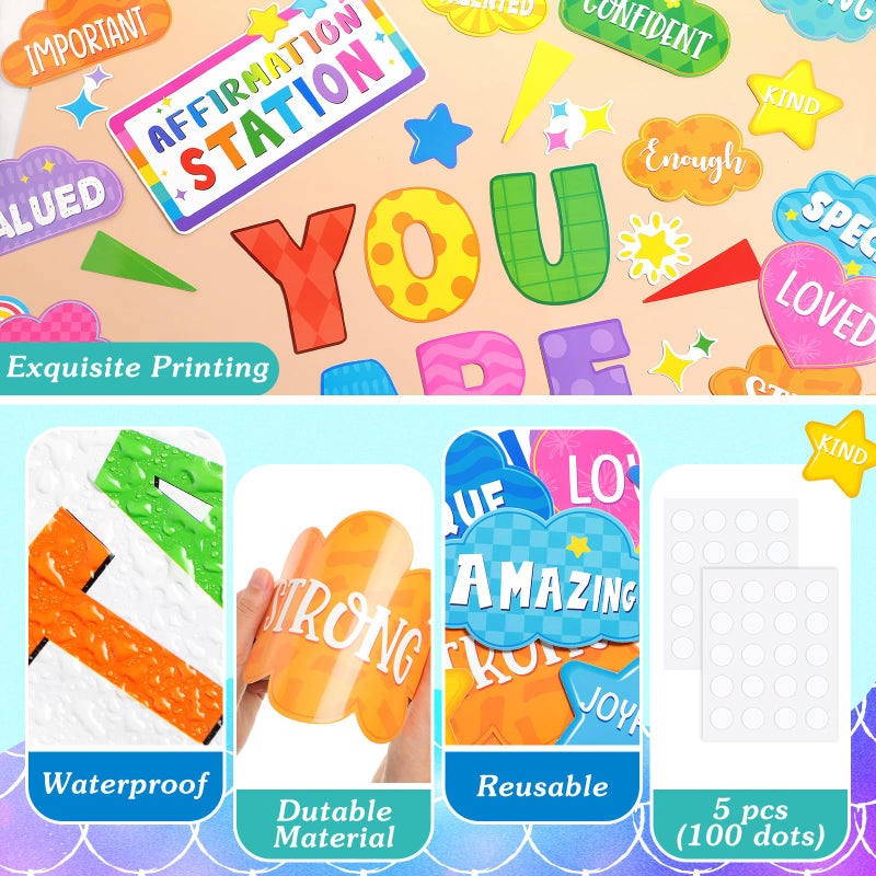 Weekgrat 45pcs Bright Affirmation Station Bulletin Board Set Motivational Posters Classroom Mirror Growth Mindset Decor Positive Affirmations Accents Cutouts for School Office Home Teacher Wall Supply - Image 4