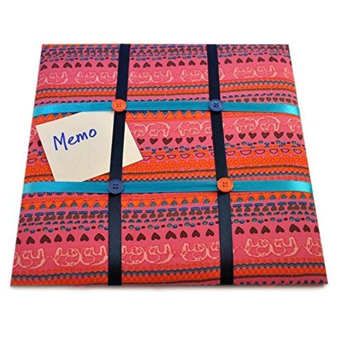 HANDCRAFTED ELEPHANT FABRIC MEMO BOARD 31 X 31 X 5CM