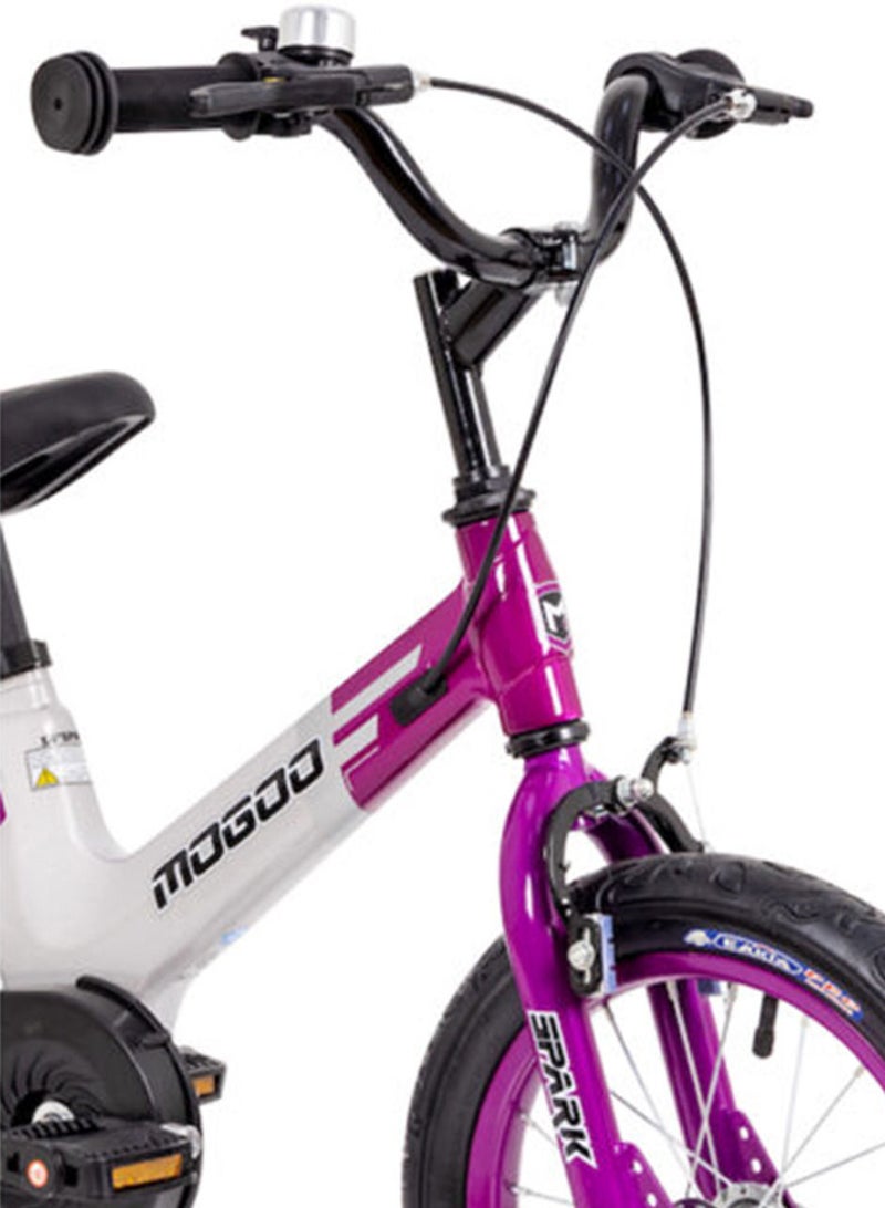 MOGOO Spark Magnesium 16 inch Kids Bike | 16-Inch Wheel Size | Adjustable Seat | Purple/White Color - Image 3