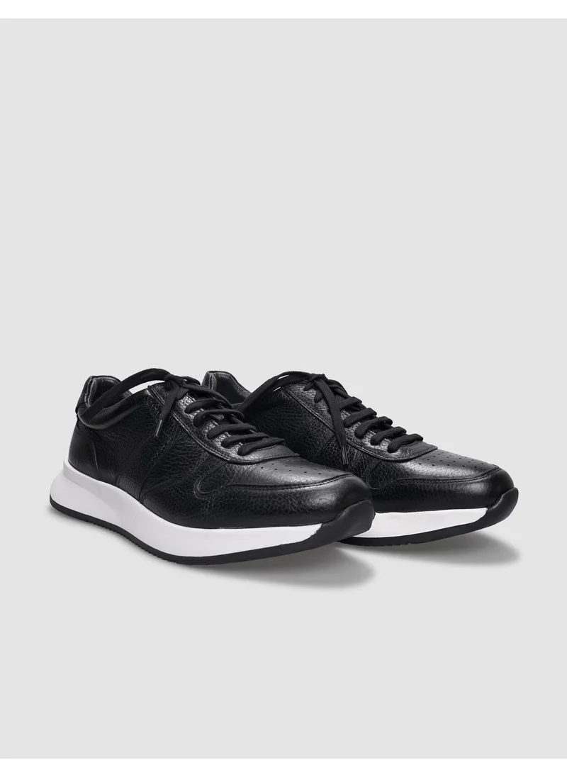 Cabani Leather Black Lace-Up Men's Sports Shoes