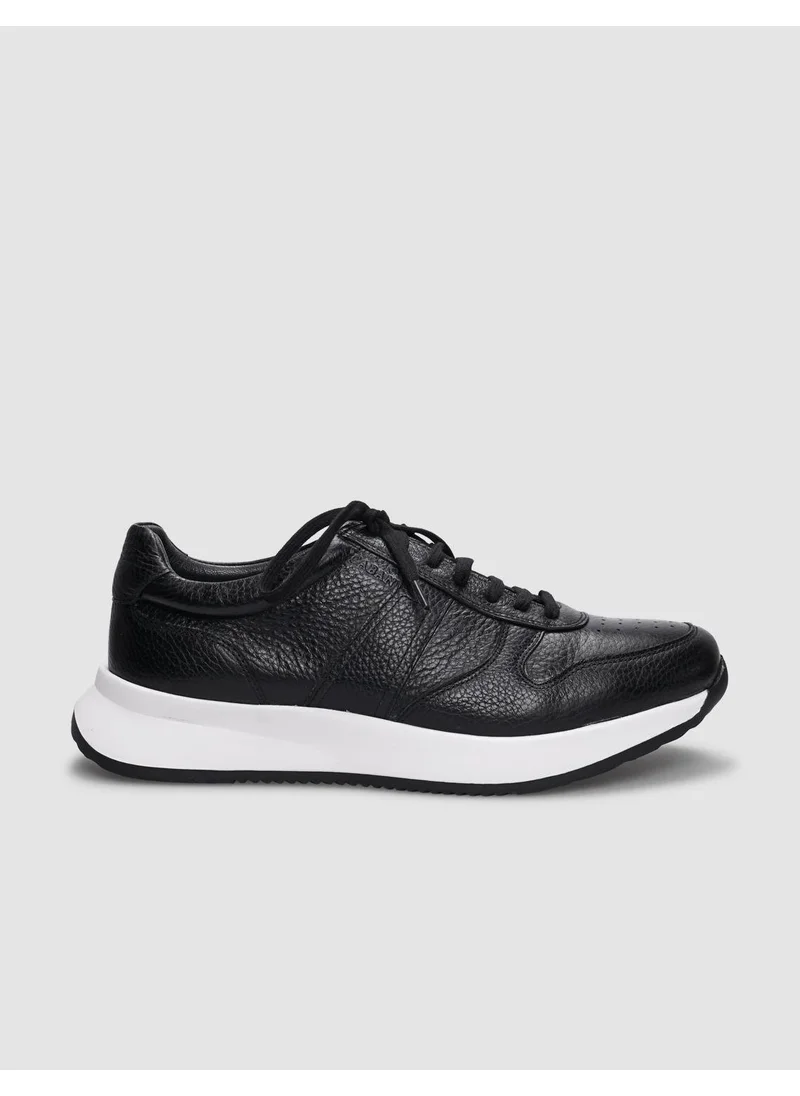 Cabani Leather Black Lace-Up Men's Sports Shoes