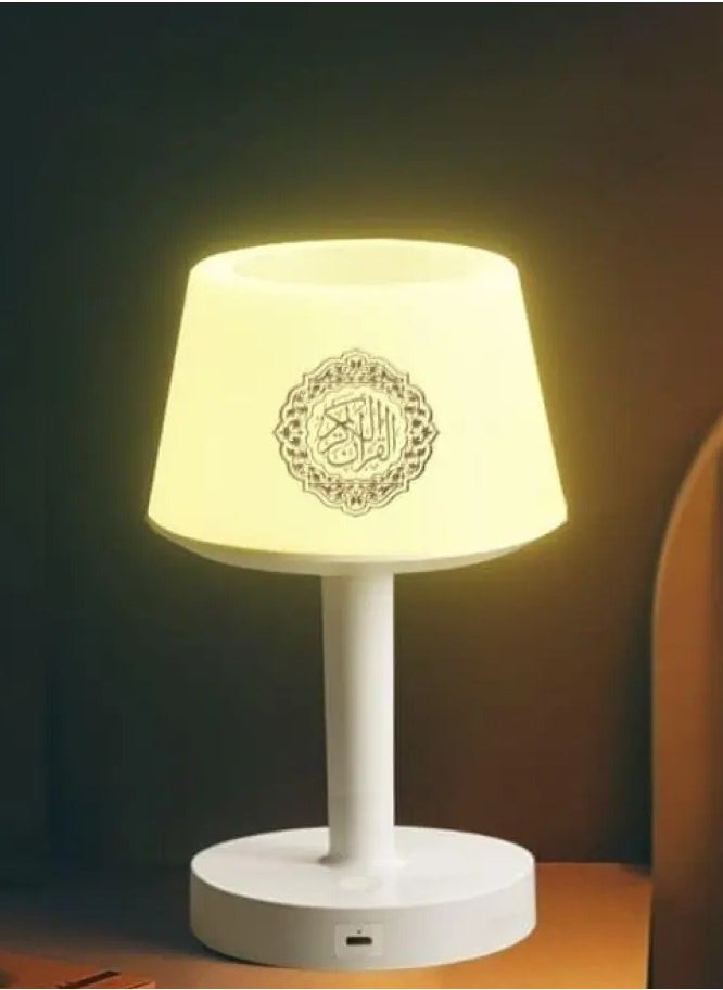 إيكوانتو مصباح مكتبي محمول مزود بمكبر صوت للقرآن الكريم، مصباح LED ذكي يعمل باللمس، مكبر صوت بلوتوث مع جهاز تحكم عن بعد، 8 جيجابايت، 16 قارئًا و16 ترجمة  - Image 1