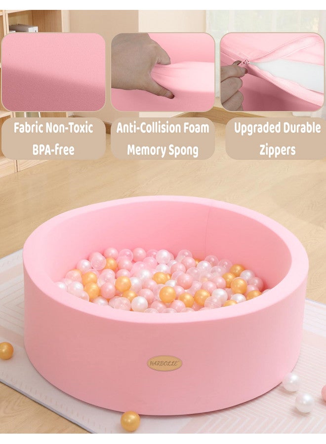 HARBOLLE Baby Ball Pit Soft Round Memory Foam Ball Pits NOT Included Balls Indoor Outdoor Playpen for Babies Toddlers Kids Infants Ideal Birthday Gift for Girls Boys, Pink - Image 3