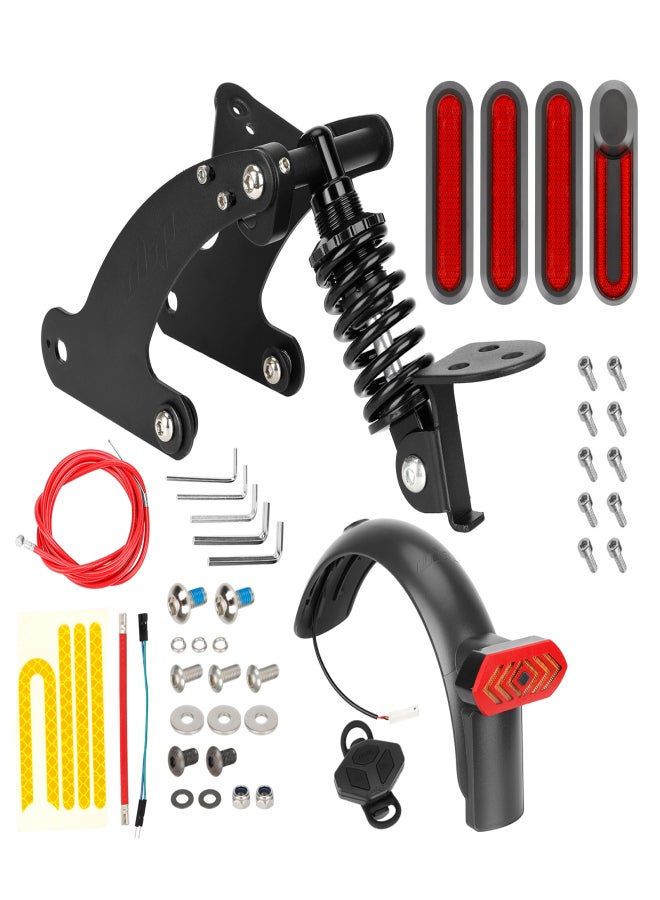 Ulip Rear Shock Absorber Electric Scooter Suspension Kit with Remote Control LED Taillight Rear Mudguard Wheel Hub Decorative Cover Compatible with M365/1S/Lite Scooters - Image 1