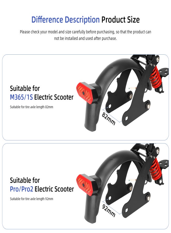 Ulip Rear Shock Absorber Electric Scooter Suspension Kit with Remote Control LED Taillight Rear Mudguard Wheel Hub Decorative Cover Compatible with M365/1S/Lite Scooters - Image 3