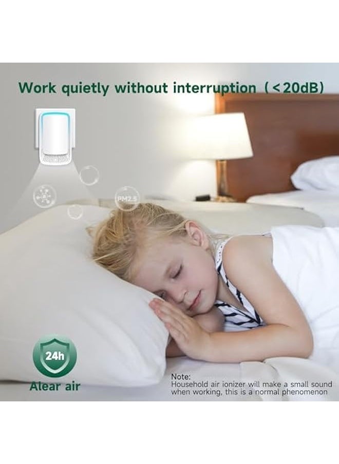 Plug In Air Purifier for Home,Negative air ionizer,filterless mobile air ionizer,negative ion deodorization,silent operation for home,office,pets,smokers,toilet,bathroom