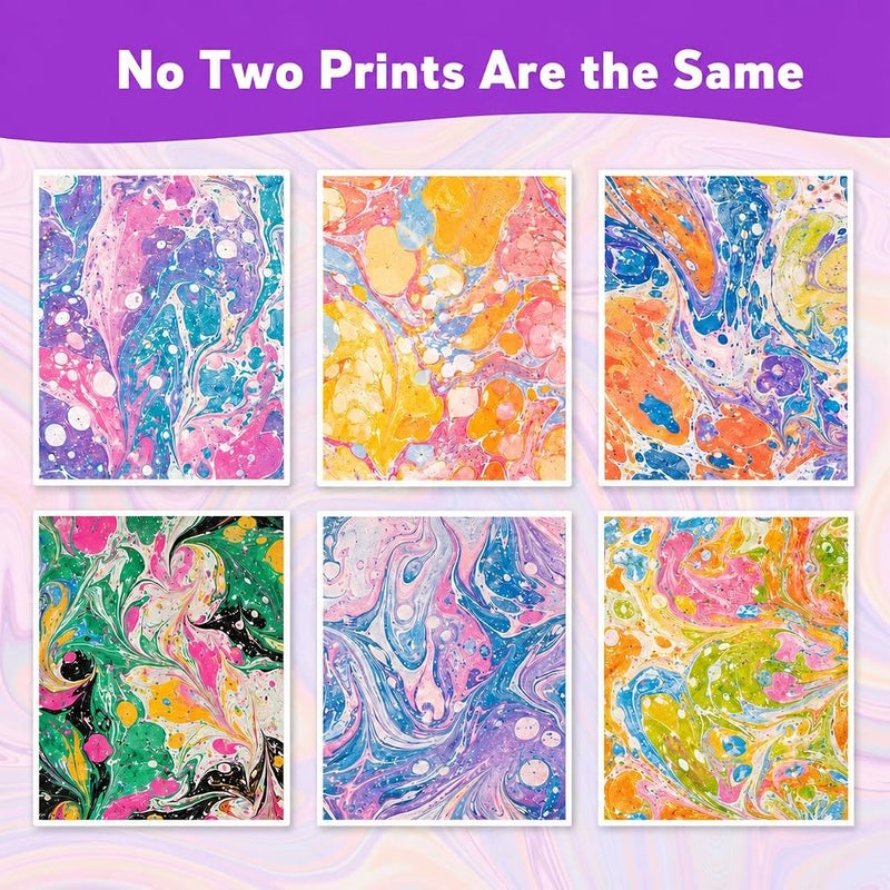 GRAFLO Marbling Paint Art & Crafts Kit - Water Marble Painting Set, Craft Kits for Girls & Boys, 12 Vibrant Colors & 40 Sketch Papers, STEM Engaging Activities, Water Marbling - For Kids Ages 6-12 - Image 5
