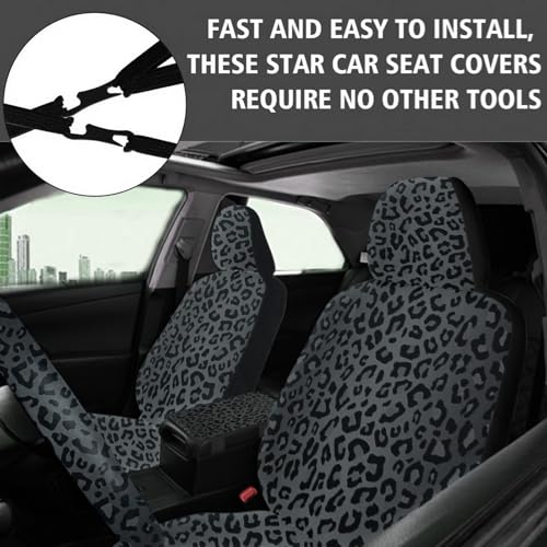JINGSEN 15 Pieces Leopard Print Printing Car Steering Wheel Cover Center Console Armrest Pad Headrest Seat Belt Cover Handbrake Cover Keychain Coaster Full Set Car SUV （Black Leopard Print） - Image 2