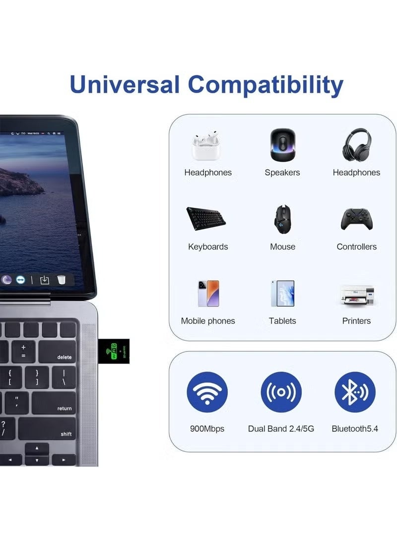 محول USB صغير يدعم تقنيتي WiFi 6 وBluetooth 5.4 بسرعة AX900Mbps؛ وحدة لاسلكية (Dongle) ثنائية النطاق (2.4 جيجاهرتز/5 جيجاهرتز) لأجهزة الكمبيوتر المكتبية والمحمولة؛ جهاز استقبال إنترنت عالي السرعة؛ محول شبكة "نانو" بتقنية التوصيل والتشغيل (Plug & Play) وزمن انتقال منخفض؛ مثالي للألعاب، والبث المباشر، ومكالمات الفيديو، والعمل عبر الإنترنت؛ متوافق مع نظام Windows. - Image 5