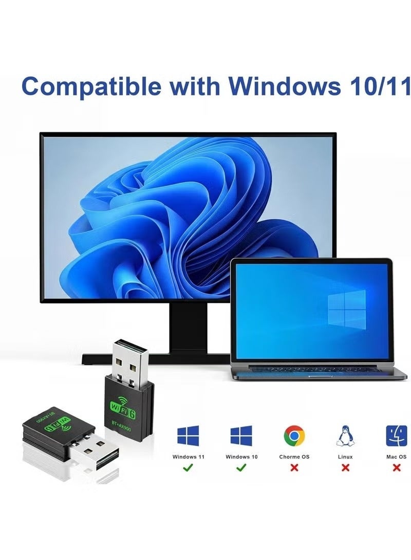 محول USB صغير يدعم تقنيتي WiFi 6 وBluetooth 5.4 بسرعة AX900Mbps؛ وحدة لاسلكية (Dongle) ثنائية النطاق (2.4 جيجاهرتز/5 جيجاهرتز) لأجهزة الكمبيوتر المكتبية والمحمولة؛ جهاز استقبال إنترنت عالي السرعة؛ محول شبكة "نانو" بتقنية التوصيل والتشغيل (Plug & Play) وزمن انتقال منخفض؛ مثالي للألعاب، والبث المباشر، ومكالمات الفيديو، والعمل عبر الإنترنت؛ متوافق مع نظام Windows. - Image 4
