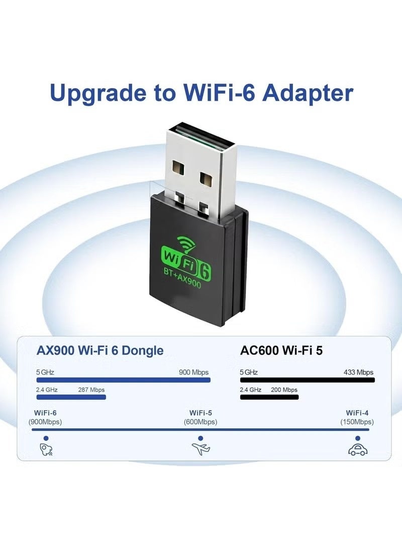 محول USB صغير يدعم تقنيتي WiFi 6 وBluetooth 5.4 بسرعة AX900Mbps؛ وحدة لاسلكية (Dongle) ثنائية النطاق (2.4 جيجاهرتز/5 جيجاهرتز) لأجهزة الكمبيوتر المكتبية والمحمولة؛ جهاز استقبال إنترنت عالي السرعة؛ محول شبكة "نانو" بتقنية التوصيل والتشغيل (Plug & Play) وزمن انتقال منخفض؛ مثالي للألعاب، والبث المباشر، ومكالمات الفيديو، والعمل عبر الإنترنت؛ متوافق مع نظام Windows. - Image 2