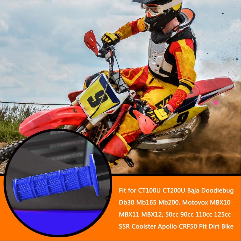 HOLATO 7/8" Handlebar Grips for 50cc-125cc CRF70 CRF80 TRX450 TTR90 TTR110 TTR125 PW80 RM80 DR650 KLX250 KLX300 KX65 SSR125 Pit Dirt Bike ATV Quad Motocross Motorcycles CT100U CT200U Mini Bike Blue - Image 3