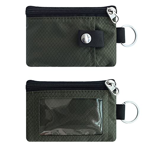 CHENSPRX Minimalist RFID Blocking Small Wallet with ID Window,WaterResistant Zip Id Case Wallet with Lanyard Keychain for Cards,Cash,Travel,Women,Men (Army Green) - Image 3