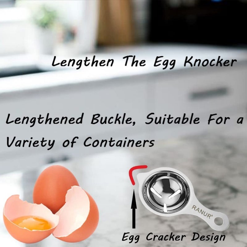 RANUR Import Stainless Steel Egg Separator, Egg Yolk Separator, Egg White Separator, Egg Filter, Kitchen Tool, Egg Gadgets, Food Certified with Hanging Hook 1 Piece (Silver) - Image 2
