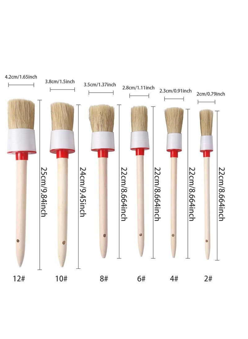 SYOSI Car Detailing Brush Set for Cleaning Wheels Interior Exterior Leather Includes 6Pcs Wooden Handle Automotive Detail Brush 3Pcs Wire Brush and 2Pcs Air Conditioner Brush 11Pcs - Image 3