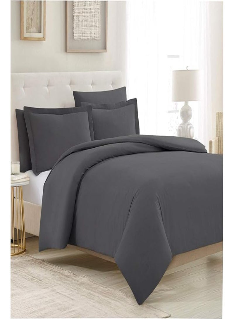 Context Queen Size Dark Grey Soft Wrinkle Free Microfiber Duvet Cover Set Bedding 1 Pcs Duvet Cover 228X228cm with 2 Pcs Pillow Sham Covers 50X66cm