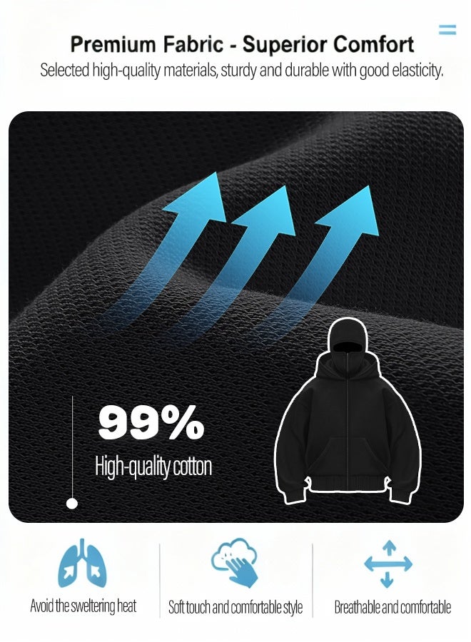 سترة رياضية بغطاء للرأس عصرية (باللون الأسود) - Image 2