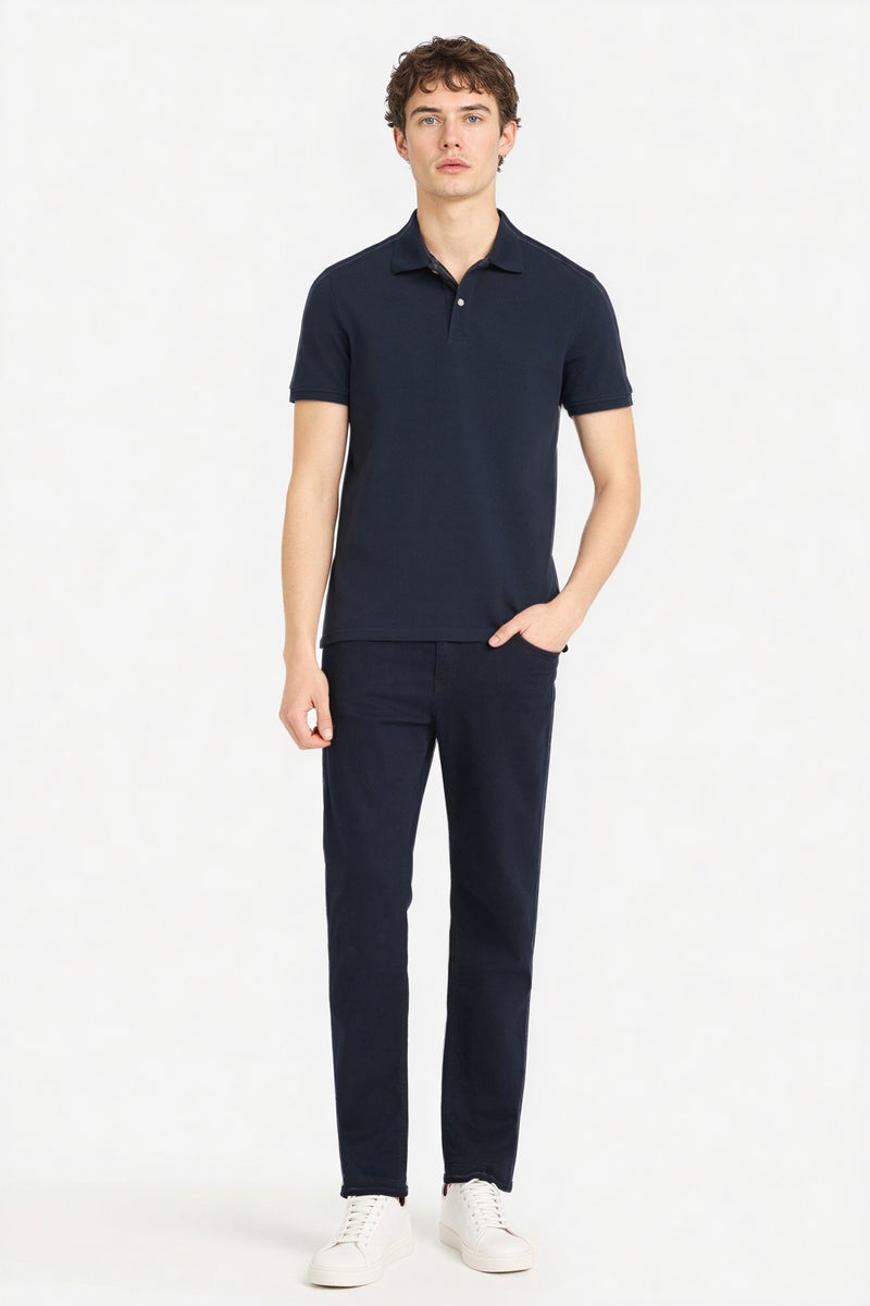 DeFacto Blue Man Cotton Polo T-Shirt Casual - Image 2