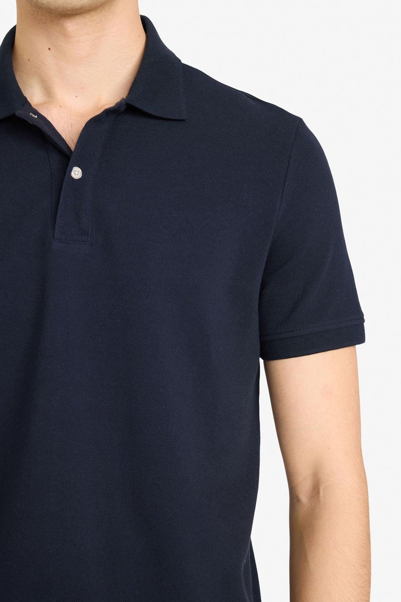 DeFacto Blue Man Cotton Polo T-Shirt Casual - Image 4