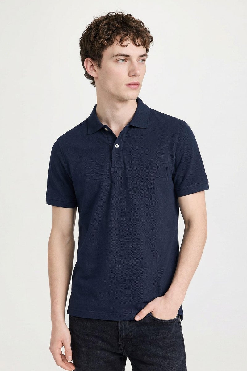 DeFacto Blue Man Cotton Polo T-Shirt Casual - Image 3
