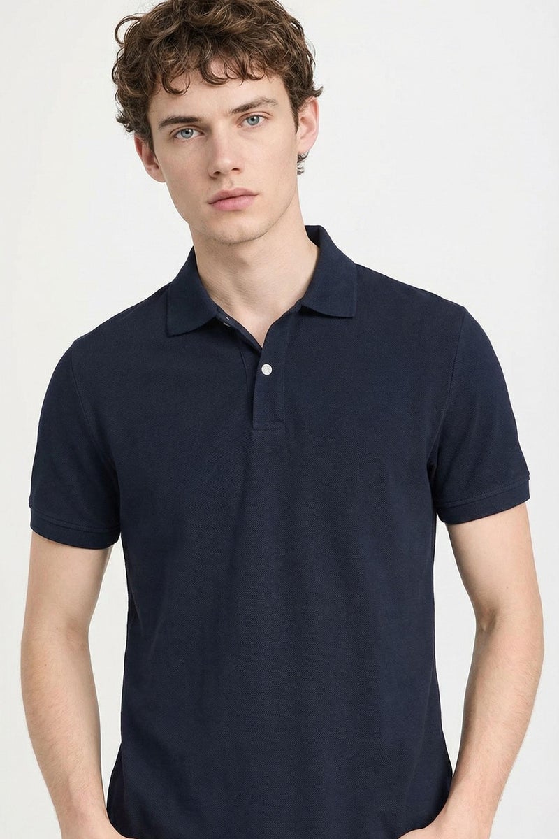 DeFacto Blue Man Cotton Polo T-Shirt Casual - Image 1