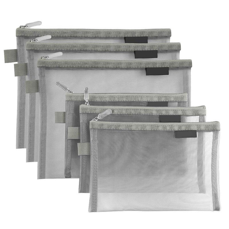 Topfinder Clear Cosmetic Bags Zip Makeup Mesh Bags Pencil Case Pouch Travel Toiletry Kit Set Storage Case ((6A+5A)*3 Grey) - Image 1