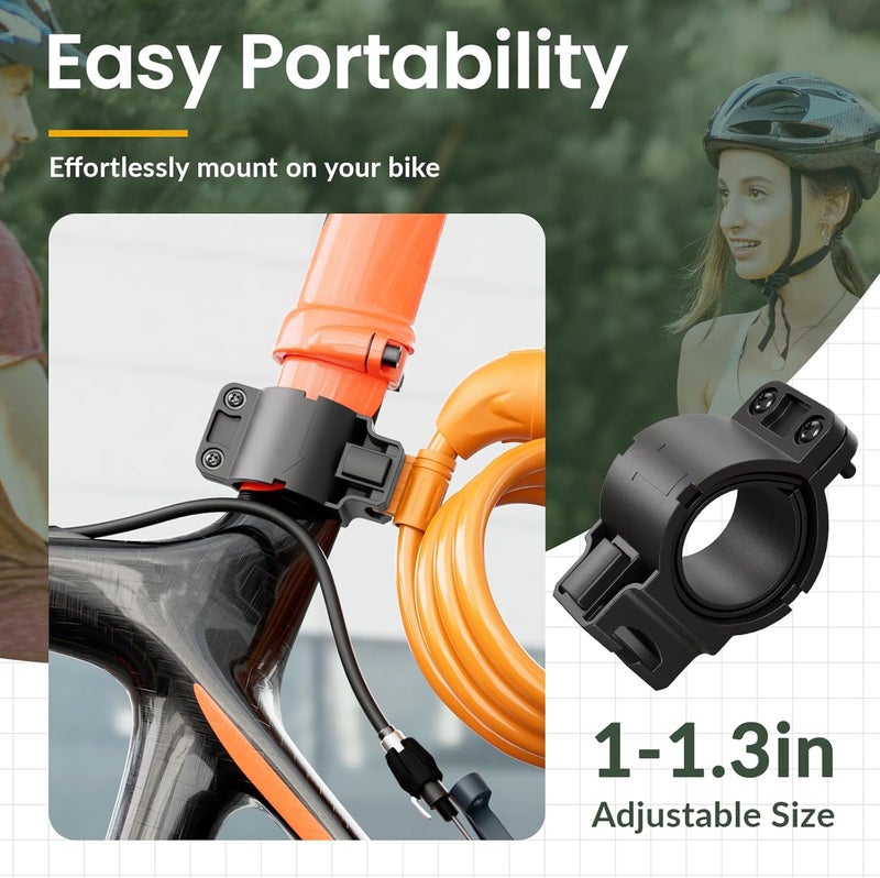 Titanker Bike Lock, Bicycle Lock 4 Feet Cable Lock 1/2 Inch Resettable Bike Lock Combination with Mounting Bracket, Bike Accessories for Bicycle, Electric Scooter, Motorcycle - Image 5