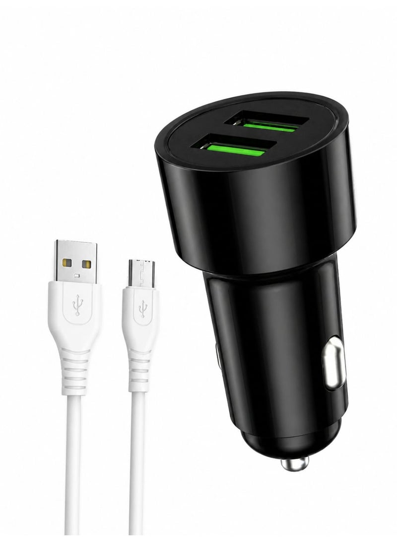 شاحن سيارة إيرلدوم CC48M بمنفذين USB وقوة 2.4 أمبير - أسود (مع كابل ميكرو USB).
