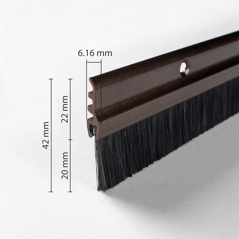 1M Door Draft Stopper Under Door Draft Stopper Dust Stopper Under Door Brush with Screws for Wood Aluminum PUVC Door (Brown) - Image 3