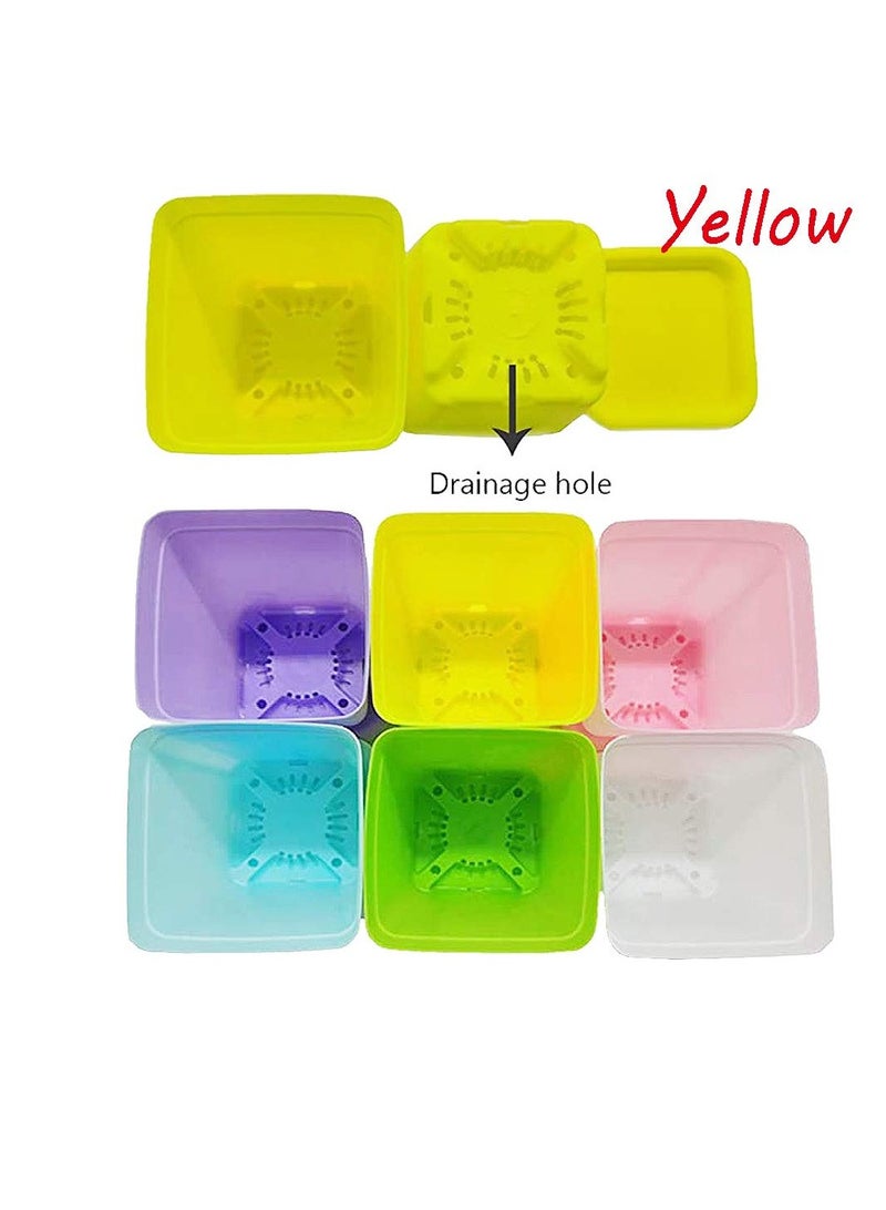 SYOSI Plastic Nursery Seedling Pots, 36Pcs Plastic Square Nursery Pots, 3 Inch Plant Seed Starting Pots, Succulent Square Planter Pot with Saucers, for Room, Office, Garden, Balcony Decor (Yellow) - Image 3