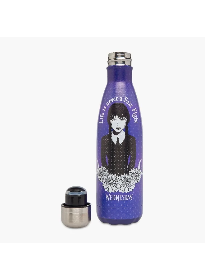 لايف ستايل Wednesday Print Stainless Steel Water Bottle - 500 ml